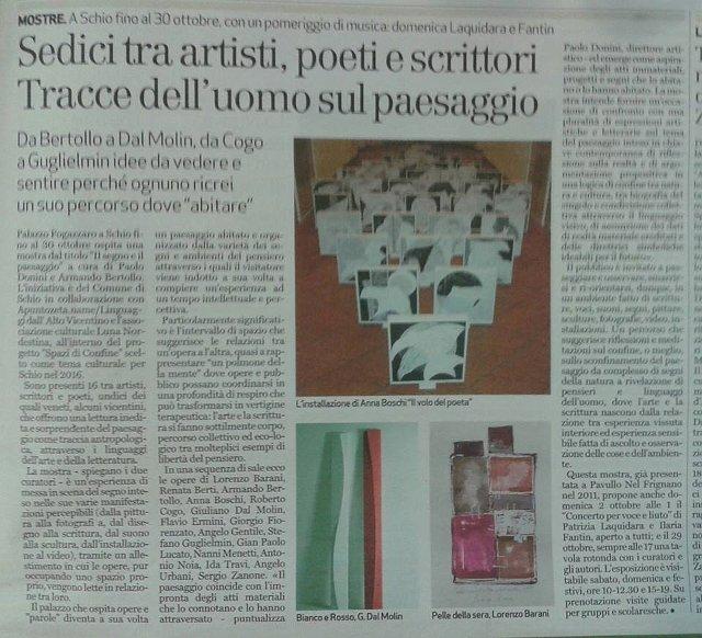 Il Giornale di Vicenza Il segno e il paesaggio_Palazzo Fogazzaro_2016